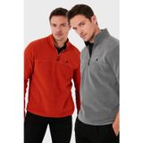 Buratti Slim Fit Anti-Pilling Tüylenme Yapmayan Bato Yaka Şardonlu 2'li Paket Erkek Polar 5906001S2 GRİ-ORANJ