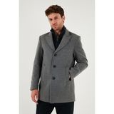 Buratti Slim Fit Apaş Yaka Astarlı Kaşe Kaban Erkek Kaban 584K1217 - Açık Gri