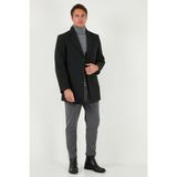 Buratti Slim Fit Apaş Yaka Astarlı Kaşe Kaban Erkek Kaban 584K1217 - Füme - XL