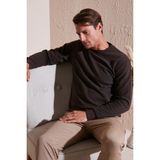 Buratti Slim Fit Bisiklet Yaka Pamuklu Kazak Erkek Kazak 456201 - 3XL - Kahve