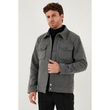 Buratti Slim Fit Ceket Yaka Astarlı Kaşe Erkek Kaban 58400347 AÇIK GRİ