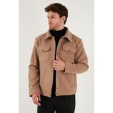 Buratti Slim Fit Ceket Yaka Astarlı Kaşe Erkek Kaban 58400347 CAMEL
