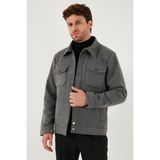Buratti Slim Fit Ceket Yaka Astarlı Kaşe Kaban Erkek Kaban 58400347 - Açık Gri