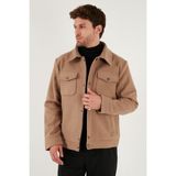 Buratti Slim Fit Ceket Yaka Astarlı Kaşe Kaban Erkek Kaban 58400347 - Camel
