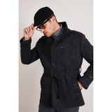 Buratti Slim Fit Cepli Pamuklu Kaşe Kaban Erkek Kaban 5841015 - Desenli Antrasit - 2XL