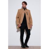 Buratti Slim Fit Düğmeli Dik Yaka Kaşe Erkek Kaban 5840099 CAMEL