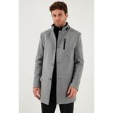 Buratti Slim Fit Düğmeli Dik Yaka Kaşe Erkek Kaban 5840099 GRİ