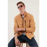 Buratti Slim Fit Fermuarlı Cepli Dik Yaka Soğuk Geçirmez Polar Erkek Hırka 5906028 VİZON