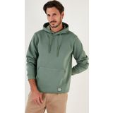 Buratti Slim Fit Kapüşonlu Kanguru Cepli İçi Tüylü Yumuşak Şardonlu Erkek Sweat 5905281 AÇIK YEŞİL
