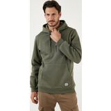 Buratti Slim Fit Kapüşonlu Kanguru Cepli İçi Tüylü Yumuşak Şardonlu Erkek Sweat 5905281 HAKİ