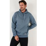 Buratti Slim Fit Kapüşonlu Kanguru Cepli İçi Tüylü Yumuşak Şardonlu Erkek Sweat 5905281 MAVİ