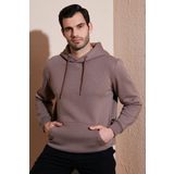 Buratti Slim Fit Kapüşonlu Kanguru Cepli İçi Tüylü Yumuşak Şardonlu Erkek Sweat 5905281 TOPRAK