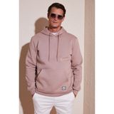 Buratti Slim Fit Kapüşonlu Kanguru Cepli Içi Tüylü Yumuşak Şardonlu Sweat Erkek Sweat 5905281 - 2XL - Gül Rengi