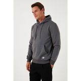 Buratti Slim Fit Kapüşonlu Kanguru Cepli İçi Tüylü Yumuşak Şardonlu Sweat Erkek SWEAT 5905281 - Antrasit