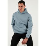 Buratti Slim Fit Kapüşonlu Kanguru Cepli Içi Tüylü Yumuşak Şardonlu Sweat Erkek Sweat 5905281 - Mavi - 2XL