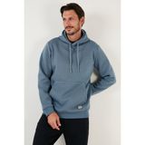 Buratti Slim Fit Kapüşonlu Kanguru Cepli Içi Tüylü Yumuşak Şardonlu Sweat Erkek Sweat 5905281 - Mavi - XL