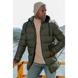 Buratti Slim Fit Suya ve Rüzgara Dayanıklı Çıkarılabilir Kapüşonlu Şişme Mont Erkek Mont 649009 - Haki