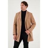 Buratti Slim Fit Tek Yırtmaçlı Düğmeli Mono Yaka Kaşe Erkek Kaban 5840098 CAMEL