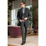 Buratti Slim Fit Tek Yırtmaçlı Düğmeli Mono Yaka Kaşe Kaban Erkek Antrasit Uzun Kol %78 Polyester 5840098 - 2XL