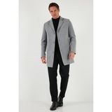 Buratti Slim Fit Tek Yırtmaçlı Düğmeli Mono Yaka Kaşe Kaban Erkek Kaban 5840098 - Gri - XL