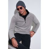 Buratti Slim Fit Yarım Fermuarlı Dik Yaka Soğuk Geçirmez Polar Erkek POLAR 5906003 - Gri - 2XL