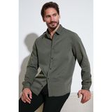 Buratti Streç Pamuklu Regular Fit Gömlek Erkek Gömlek CF25W128861 - Haki