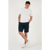 Buratti Streç Pamuklu Regular Fit Normal Bel Kargo Cepli Erkek Şort 4510S79MILAN İNDİGO