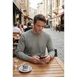 Buratti Streç Pamuklu Relaxed Fit Bisiklet Yaka Sweat Erkek Sweat 5901210 - Açık Haki - 2XL