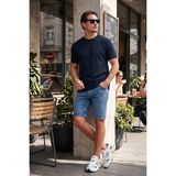 Buratti Streç Pamuklu Slim Fit Sıfır Yaka T Shirt Erkek T Shirt 5902639 - İndigo - 2XL