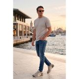 Buratti Streç Pamuklu Slim Fit Sıfır Yaka T Shirt Erkek T Shirt 5902639 - Taş - XL