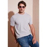 Buratti Streç Pamuklu Slim Fit Sıfır Yaka T Shirt Erkek T Shirt 5902639 - Taş