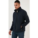 Buratti Su İtici Slim Fit Dik Yaka Softshell İnce Erkek Mont 649003 LACİVERT
