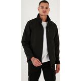 Buratti Su İtici Slim Fit Dik Yaka Softshell İnce Erkek Mont 649003 SİYAH