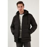 Buratti Su Itici Slim Fit Soğuğa ve Rüzgara Dayanıklı Kapüşonlu Şişme Mont Erkek Mont 649005 - Siyah