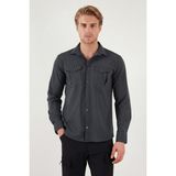 Buratti Treaking ve Su Itici Klasik Yaka Uzun Kollu Cepli Gömlek Erkek Gömlek 693821 - Füme - XL