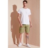 Buratti Yazı Baskılı Bisiklet Yaka Pamuk Slim Fit Basic T Shirt Erkek T Shirt 541TACTICAL - Beyaz