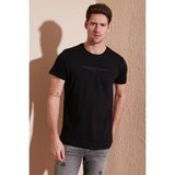 Buratti Yazı Baskılı Bisiklet Yaka Pamuk Slim Fit Basic T Shirt Erkek T Shirt 541TACTICAL - Siyah