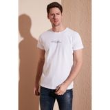 Buratti Yazı Baskılı Bisiklet Yaka Pamuk Slim Fit T Shirt Erkek T Shirt 541IFIT - XL - Beyaz