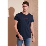 Buratti Yazı Baskılı Bisiklet Yaka Pamuk Slim Fit T Shirt Erkek T Shirt 541WIND - Lacivert