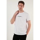 Buratti Yazı Baskılı Bisiklet Yaka Pamuk Slim Fit T Shirt Erkek T Shirt 541WIND - XL - Beyaz