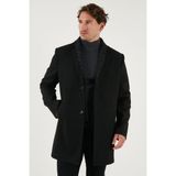 Buratti Yırtmaçlı Slim Fit Mono Yaka Kaşe Kaban Erkek Kaban 58400589 - Siyah - XL