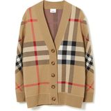 Burberry Check Bej Yün Karışımlı Kadın Hırka