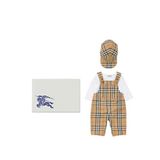 Burberry Darwın Check Ekoseli Unisex Bebek 3'lü Hediye Seti - Bej