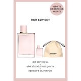 BURBERRY Her EDP 100 ml Kadın Parfüm + Mini Büzgülü Bez Çanta + Her EDP 5 ml Parfüm