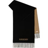 Burberry Knight Çift Taraflı Siyah Kaşmir Unisex Atkı - Standart