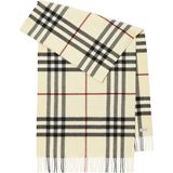Burberry Wide Check Krem Rengi Kaşmir Unisex Atkı - Standart