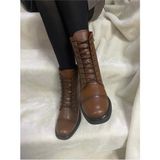 Burç Gerçek Deri Kahve Lastik Bağlı Kadın Postal (B19A) - Kahverengi - 38 - ST01642-KAHVERENGİ-38