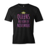 Burç November Queens Siyah Erkek T-Shirt