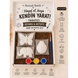 Burçak Butik 3'lü Alçı Boyama Aktivite Seti - 3 Figür, 3 Boya, 1 Fırça - Çocuk Hobi ve Kendin Yap Seti / +3 Yaş ve Üzeri - Beyaz