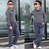 Burçak Butik Erkek Çocuk Sweat - Pantolon Kışlık Full Likra Alt Üst 2'li Takım - Bayramlık - Antrasit - 13 - 14 Yaş